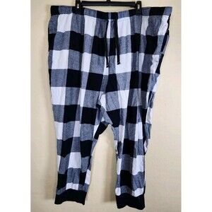 Old Navy Flannel‎ Jogger Lounge Pants Adult black 3XL Plaid Drawstring Elastic